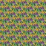 Mardi Gras Feathers Black Multi
