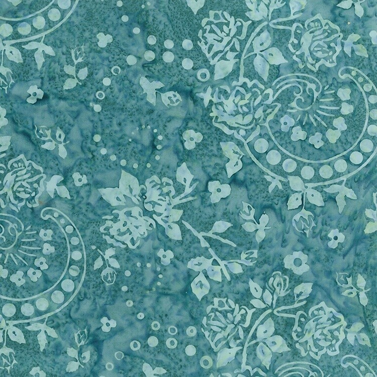 Rose Parade Dark Teal Batik