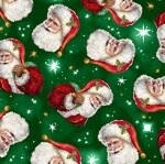 Up on Housetop Tossed Santa Green
