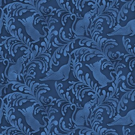 Whiskers Among Petals Royal Blue Tone on Tone