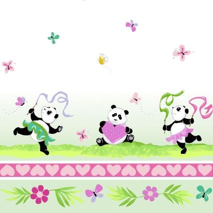 Panda Party Border Fabric