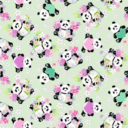 Panda Party All Over Green