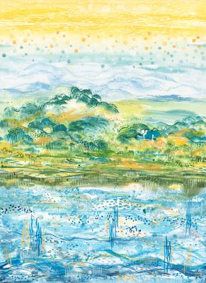 Sunshine & Blue Skies Scenic Picture 31" repeat