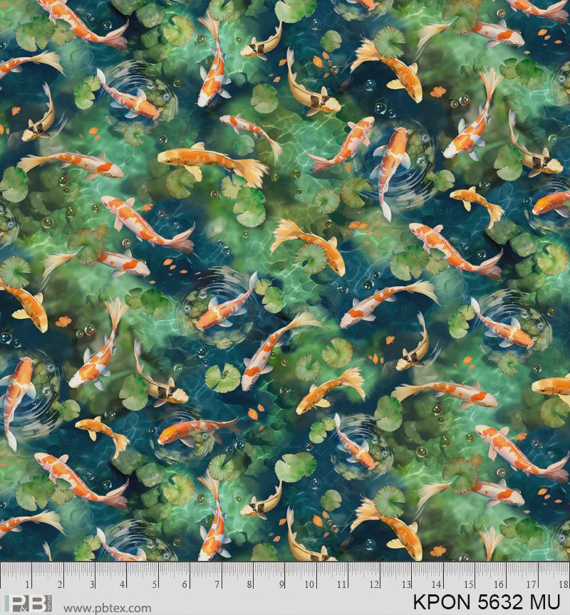 Koi Pond Large Water Lilies &amp; Koi