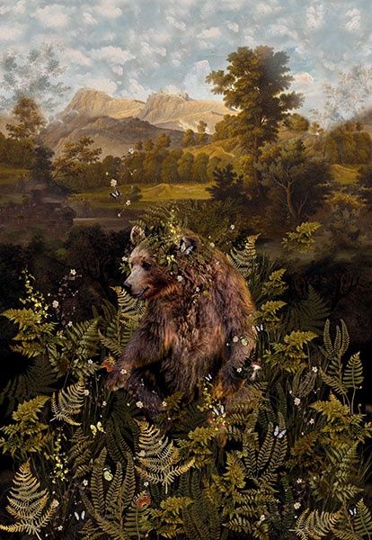 Among the Ferns Bear Panel 30&quot;