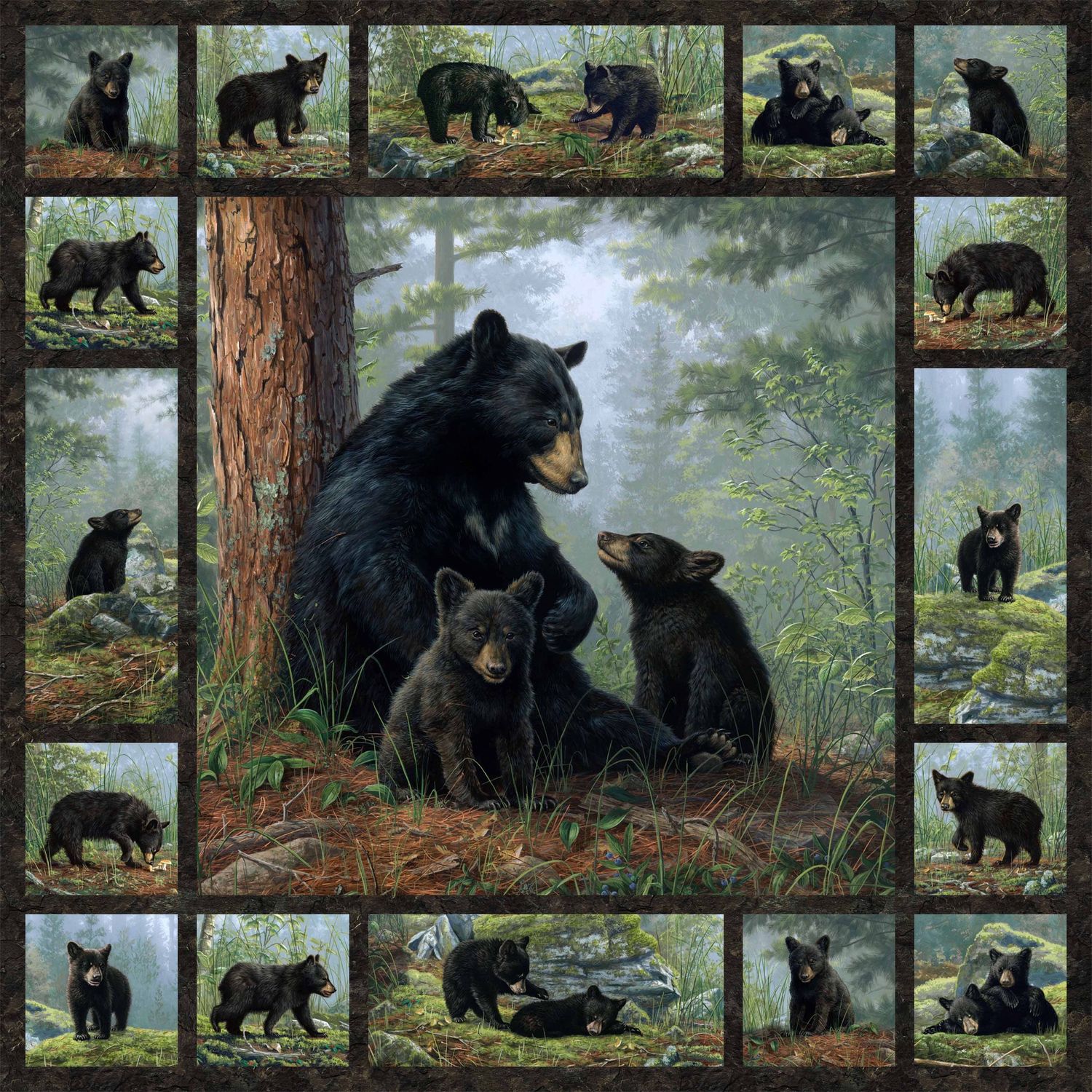 Bears Den Black Multi Panel