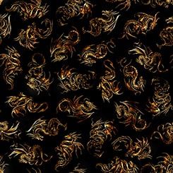 Dragon's Song Dragon Linocut Black