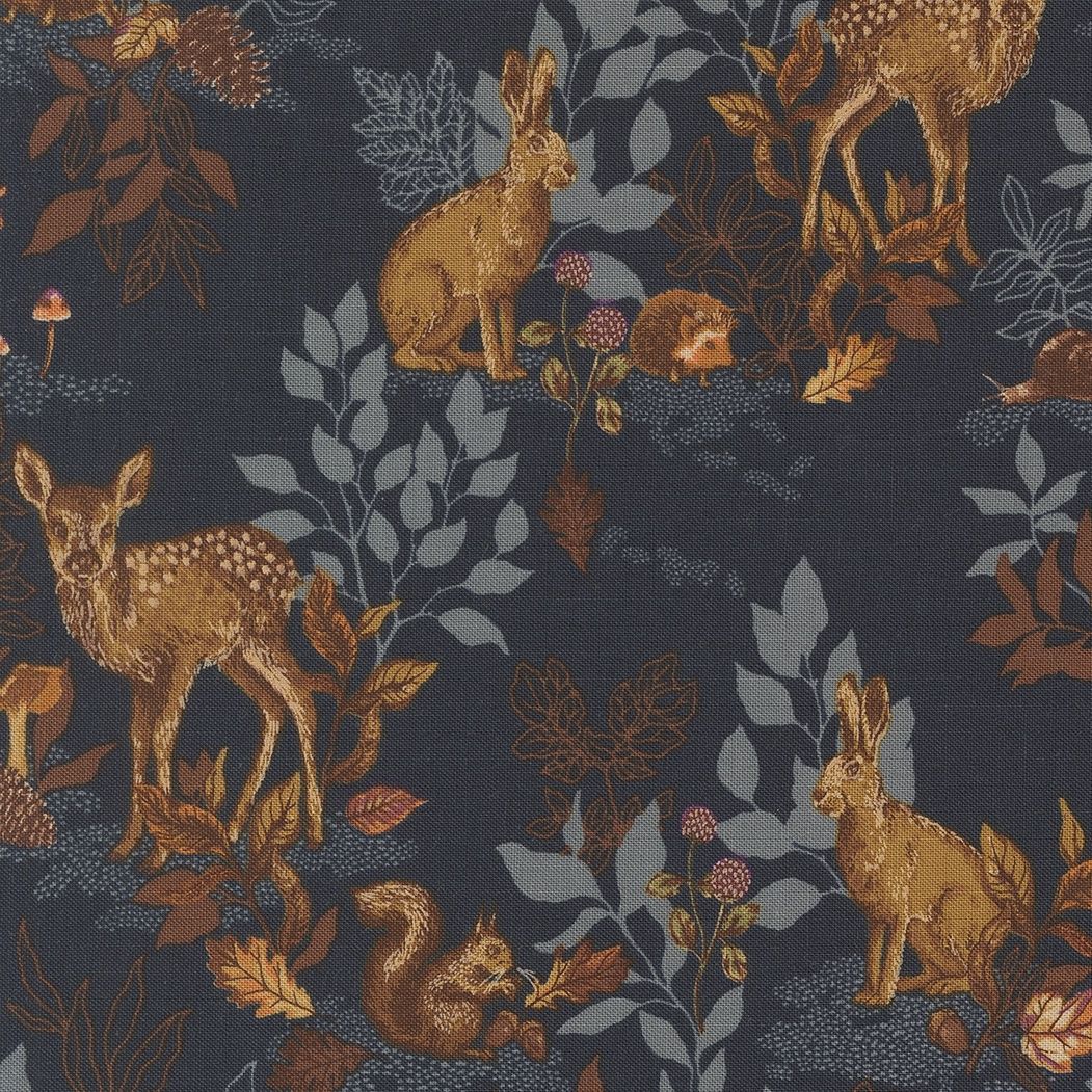 Autumn Forest Dark Blue Background With Deer