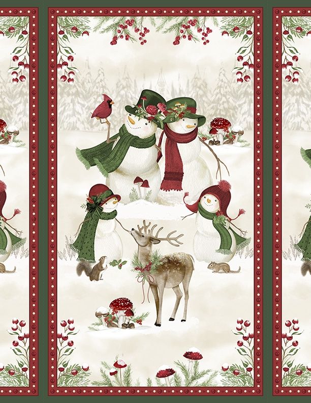 Woodland Snowmen Panel 24&quot;