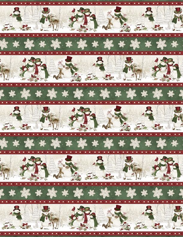 Woodland Snowmen Multi Stripe Snowmen