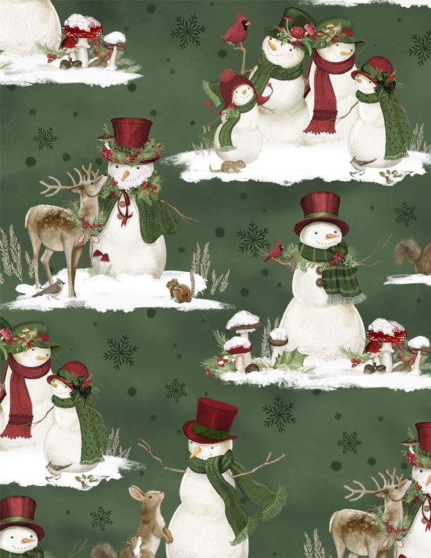 Woodland Snowmen Scenic Snowmen Green