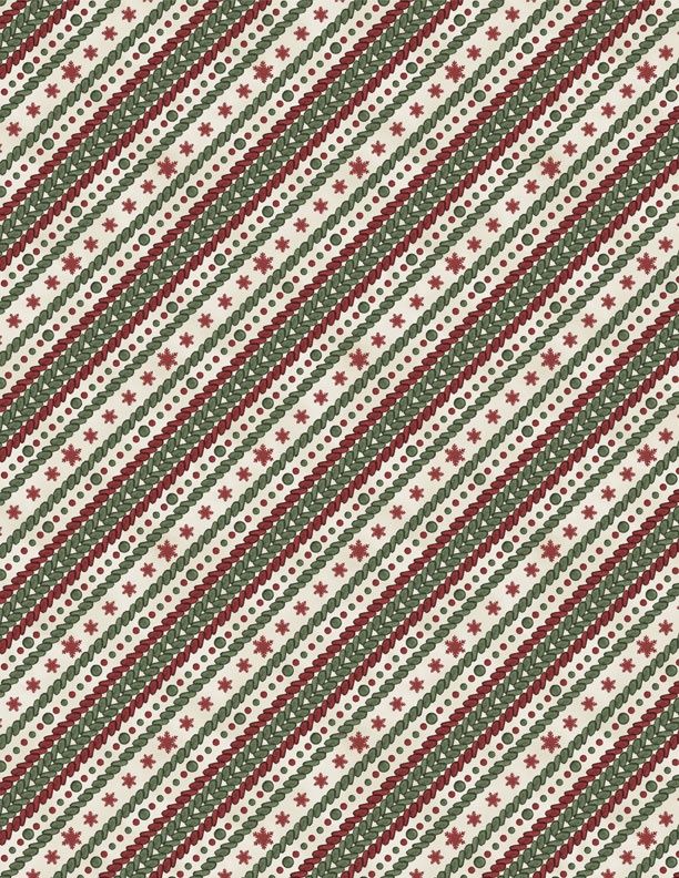 Woodland Snowmen Ticking Stripe Cream