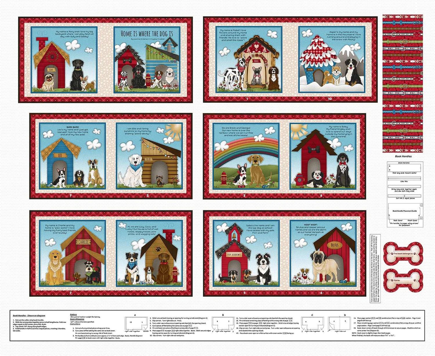 Home is Where Dog II Book 1 yd Panel