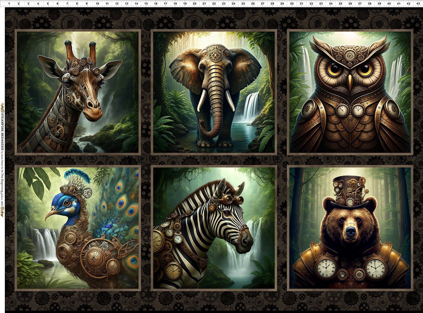 Steampunk Menagerie 7/8 yard Panel Blocks
