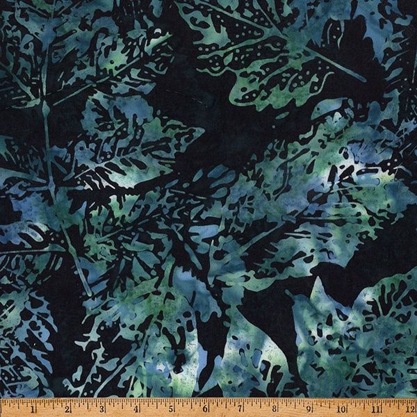 Bali Batik Xray Leaves Deep Teal