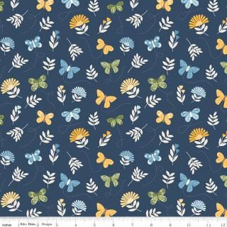 Sunshine &amp; Dandelions Butterflies Navy