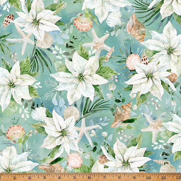 Seas &amp; Greetings Poinsettias Aquamarine