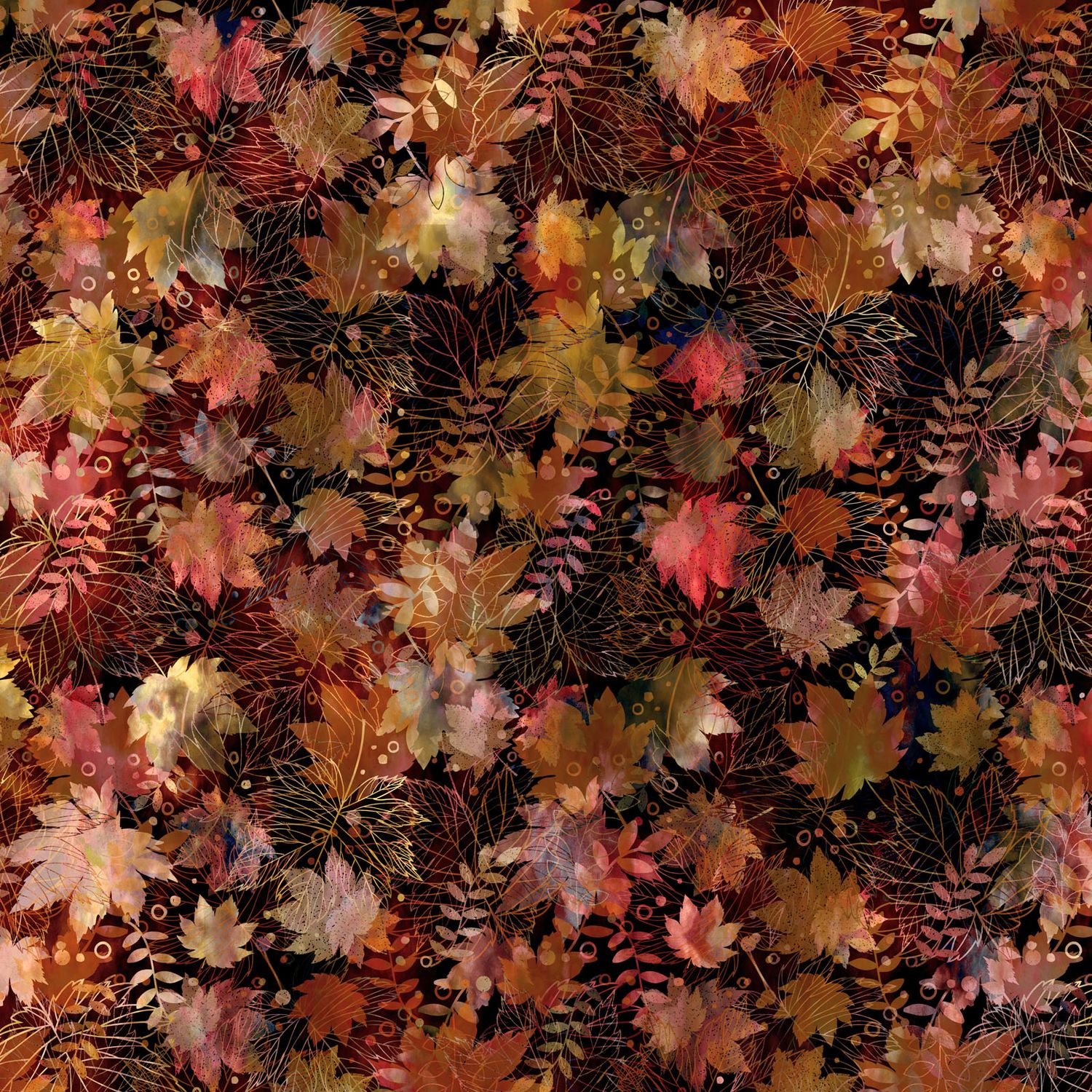 Falling Leaves and Ferns Dark