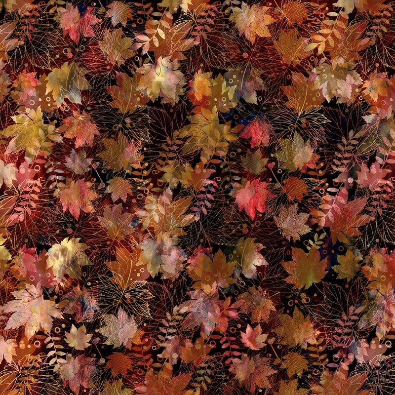 Falling Leaves and Ferns Dark