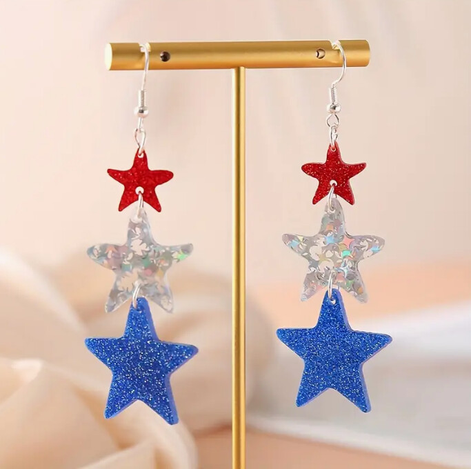 Trendy Star Trio Dangle Earrings