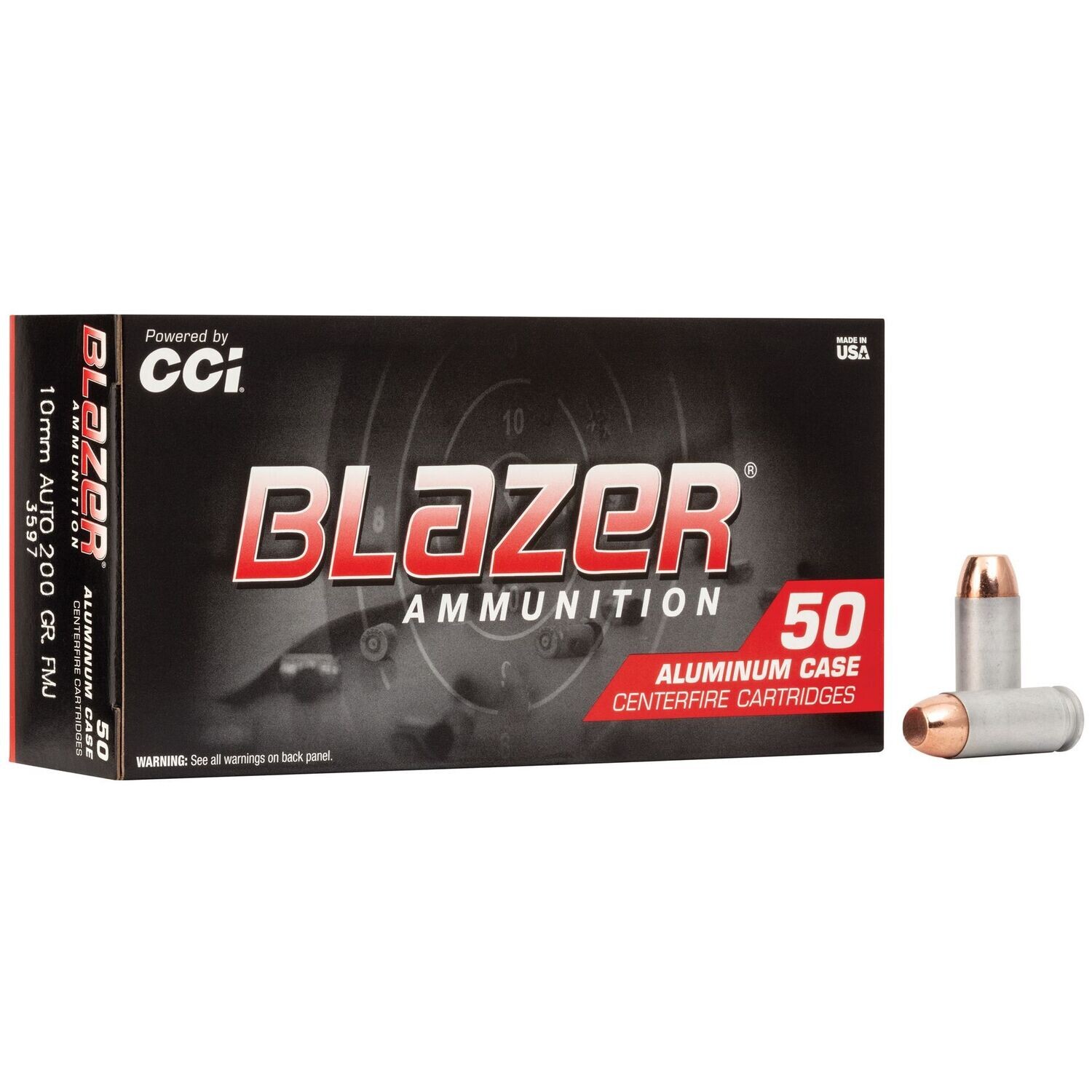Blazer Ammunition, Blazer, 10MM, 200 Grain, Full Metal Jacket, 50 Round Box