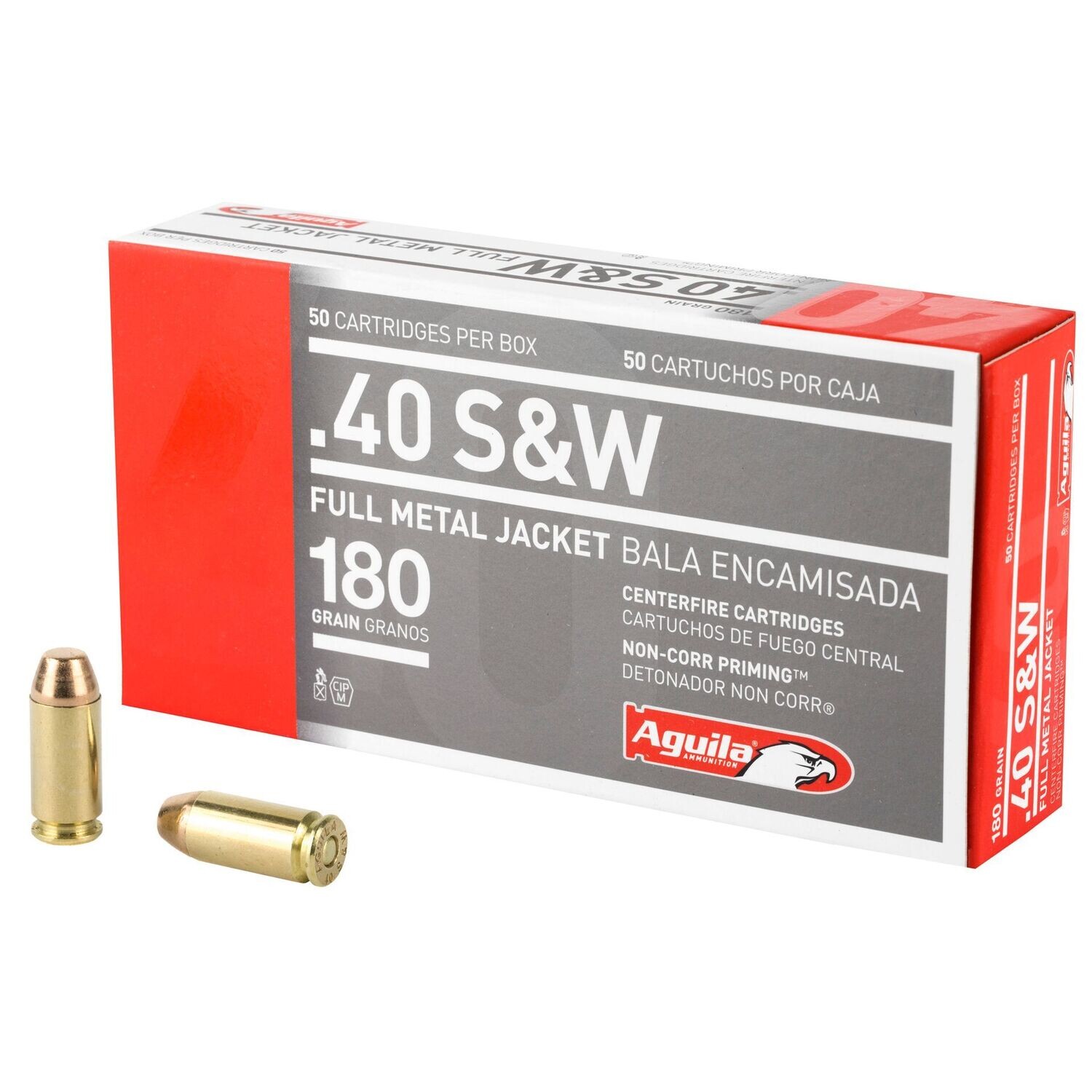 Aguila Ammunition, Pistol, 40 S&W, 180 Grain, Full Metal Jacket, 50 Round Box
