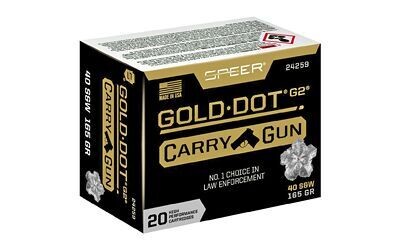 Speer Ammunition, Speer Gold Dot, 40 S&W, 165Gr, Gold Dot Hollow Point, 20 Round Box