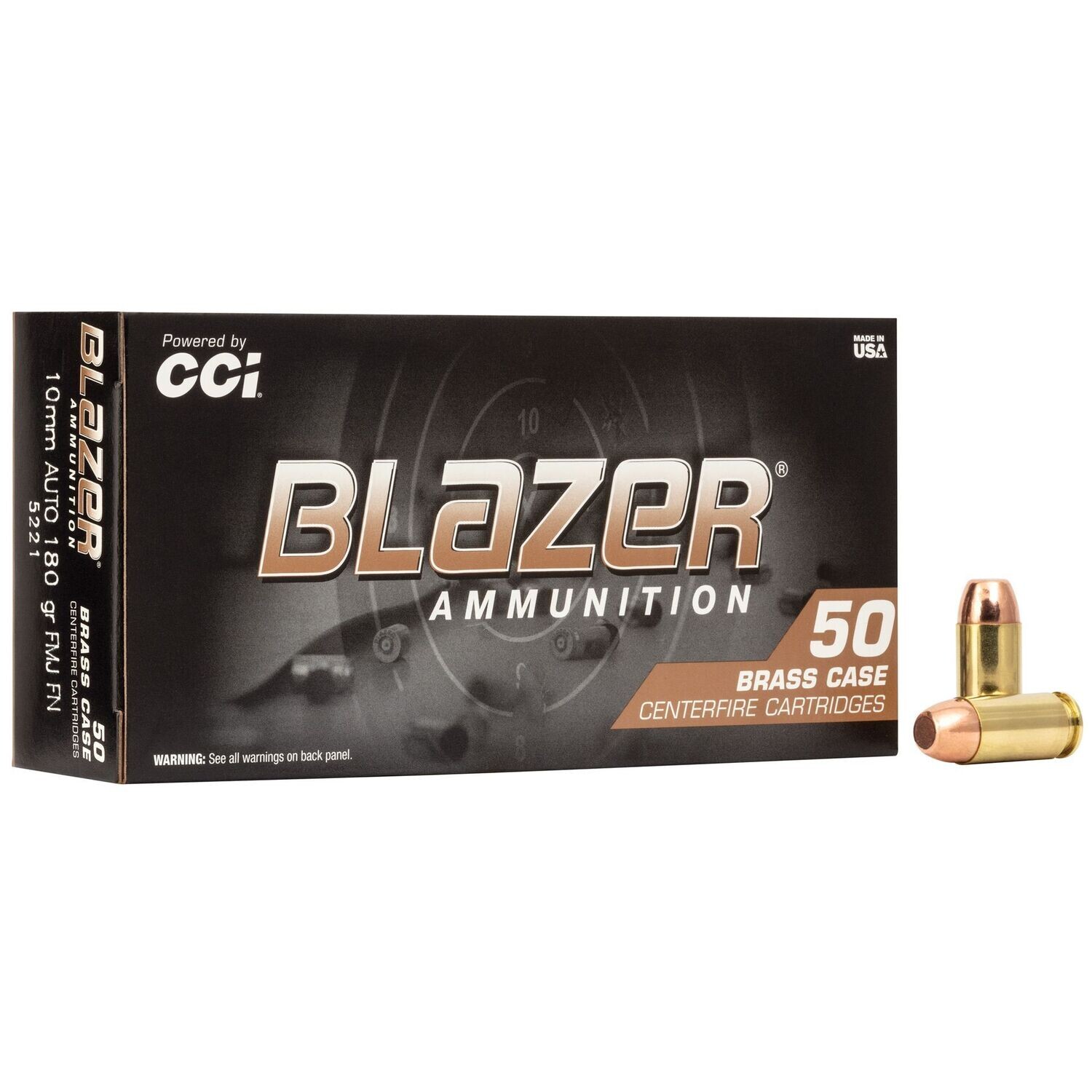 Blazer Ammunition, Blazer Brass, 10MM, 180Gr, Full Metal Jacket, 50 Round Box
