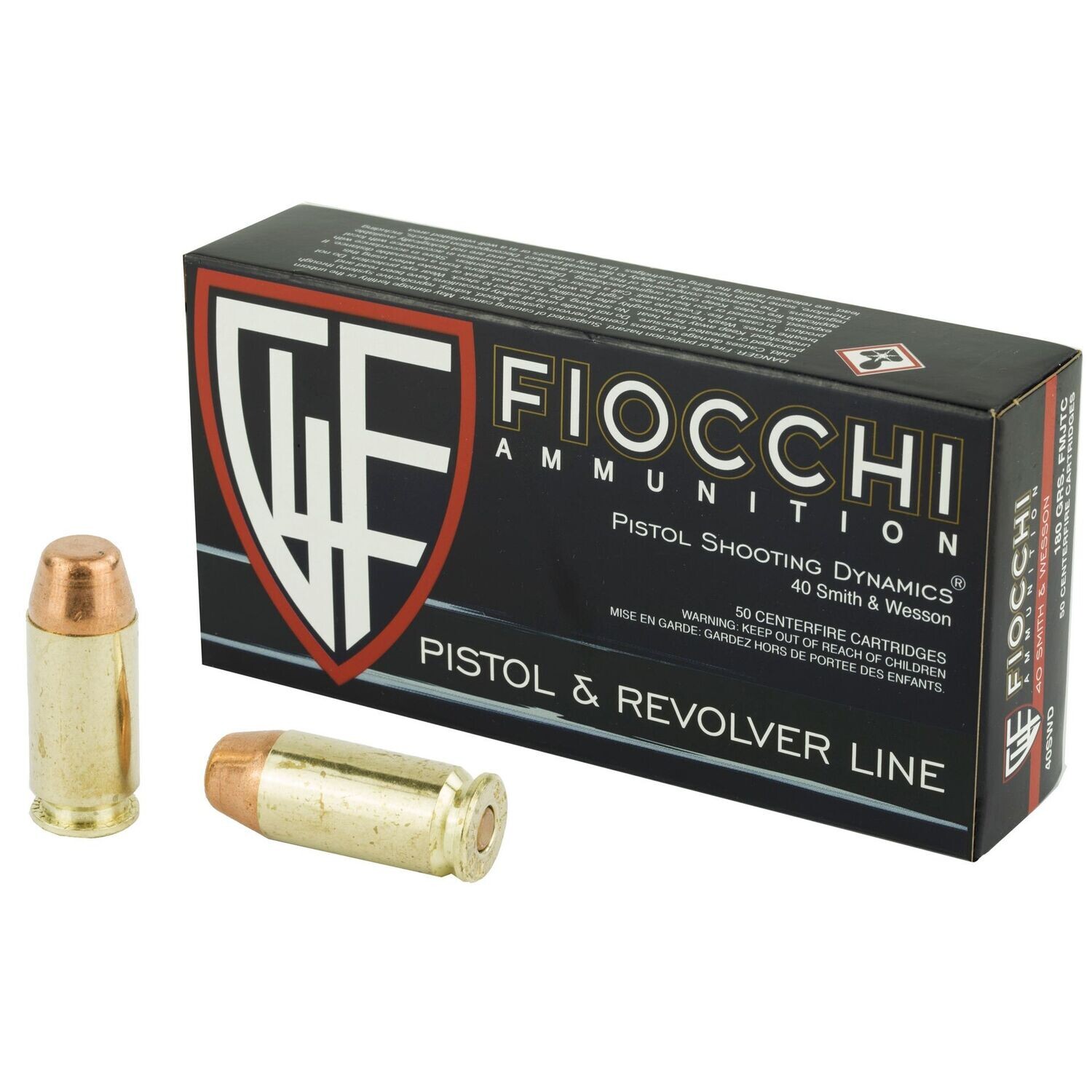 Fiocchi Ammunition, Centerfire Pistol, 40S&W, 180 Grain, Full Metal Jacket, 50 Round Box