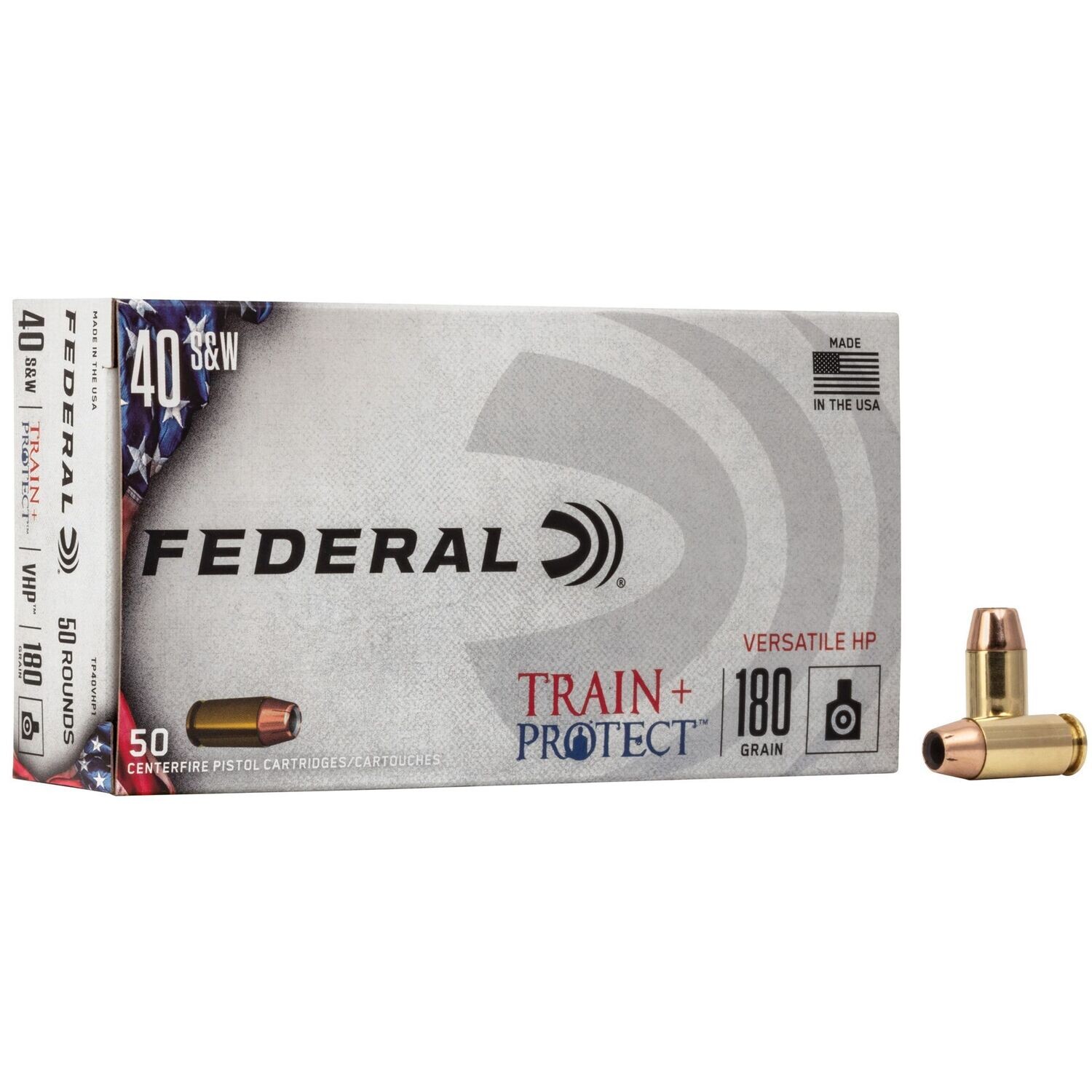 Federal, Train & Protect, 40 S&W, 180 Grain, Versatile Hollow Point, 50 Round Box