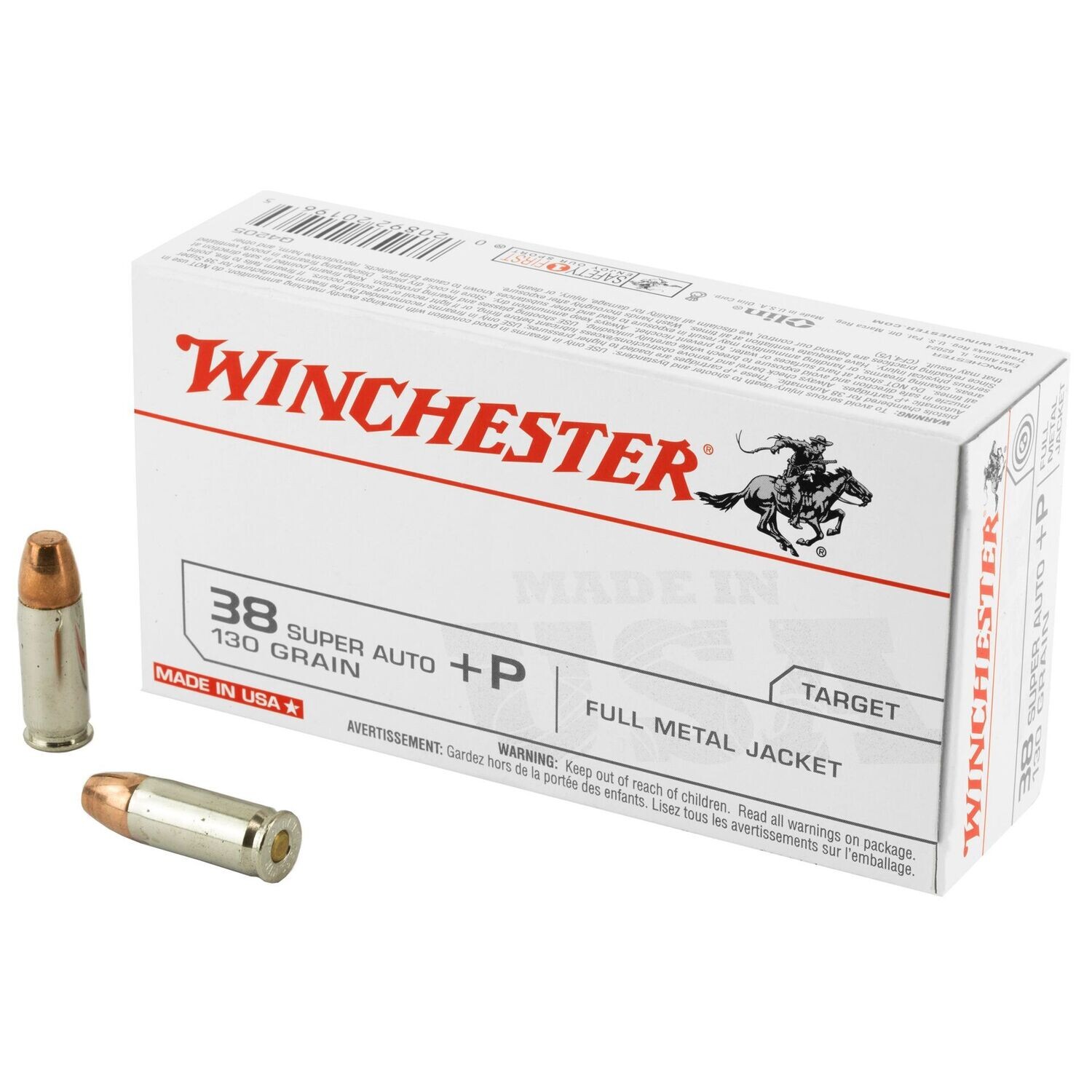 WINCHESTER USA 38SUP +P 130GR FMJ 50/500