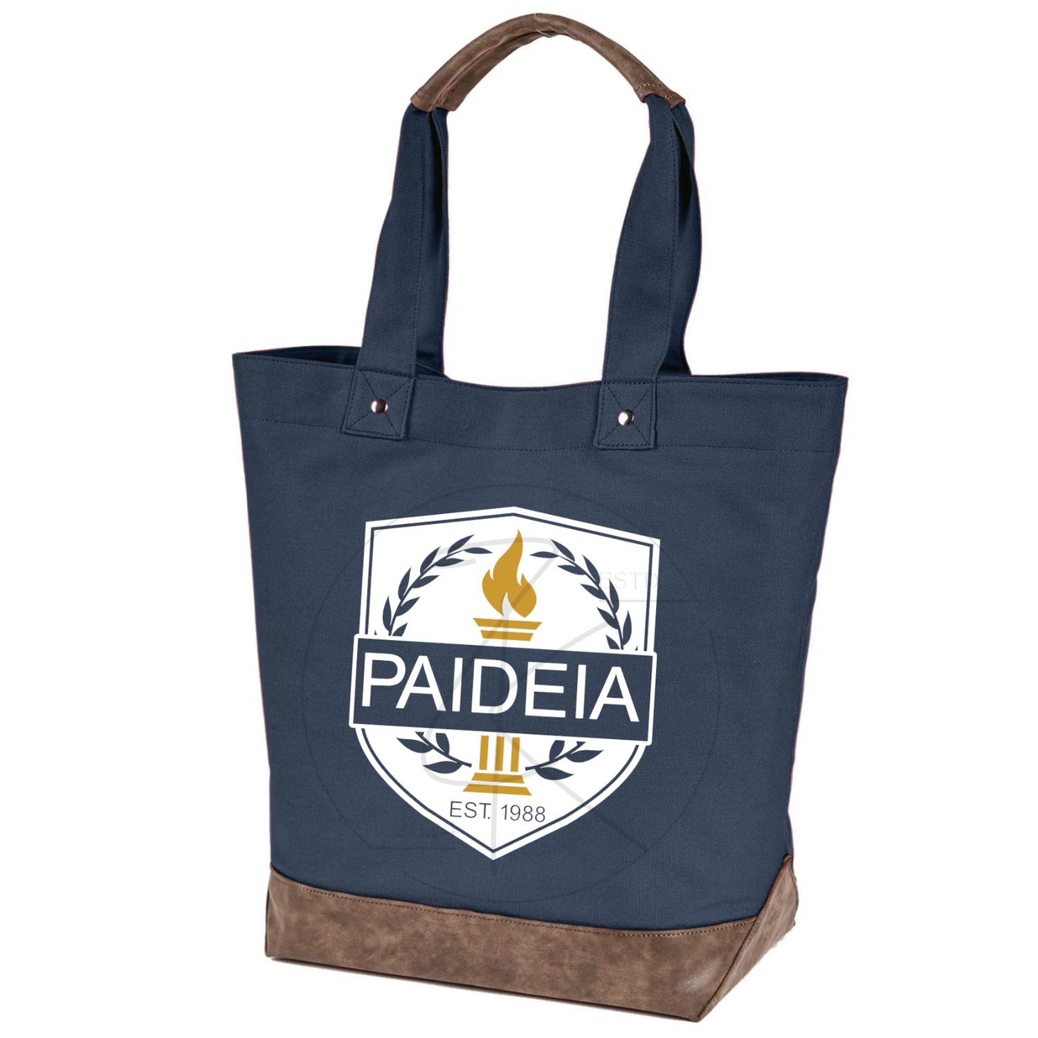 Navy Canvas/Leather Tote