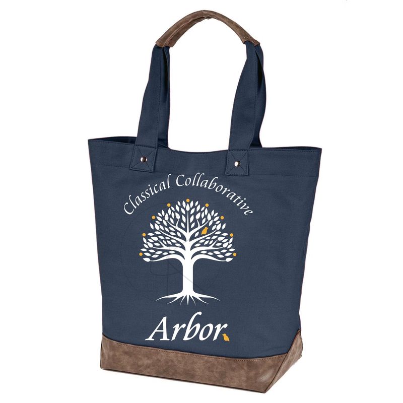 Navy Canvas/Leather Tote