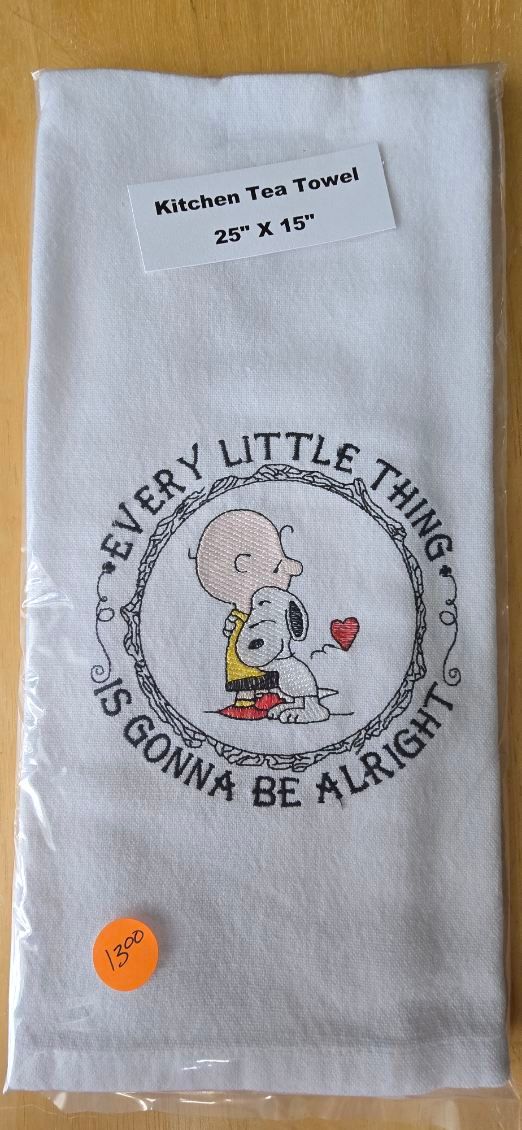 “Every Little Thing Is Gonna Be Alright” Embroidered Kitchen Towel