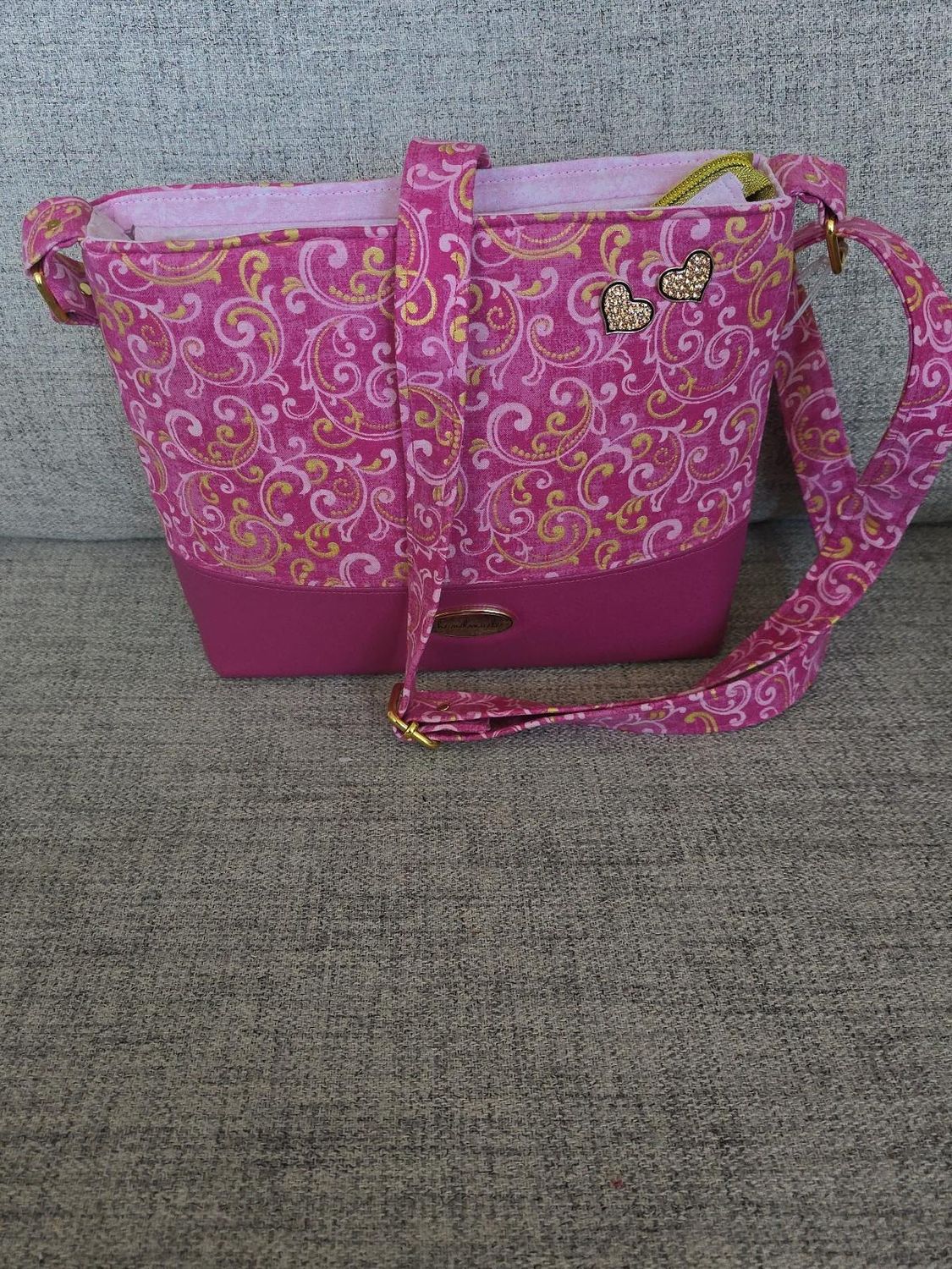 Pink Scroll Crossbody Purse