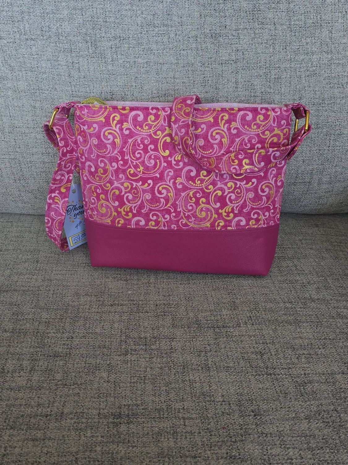 Pink Scroll Crossbody Purse