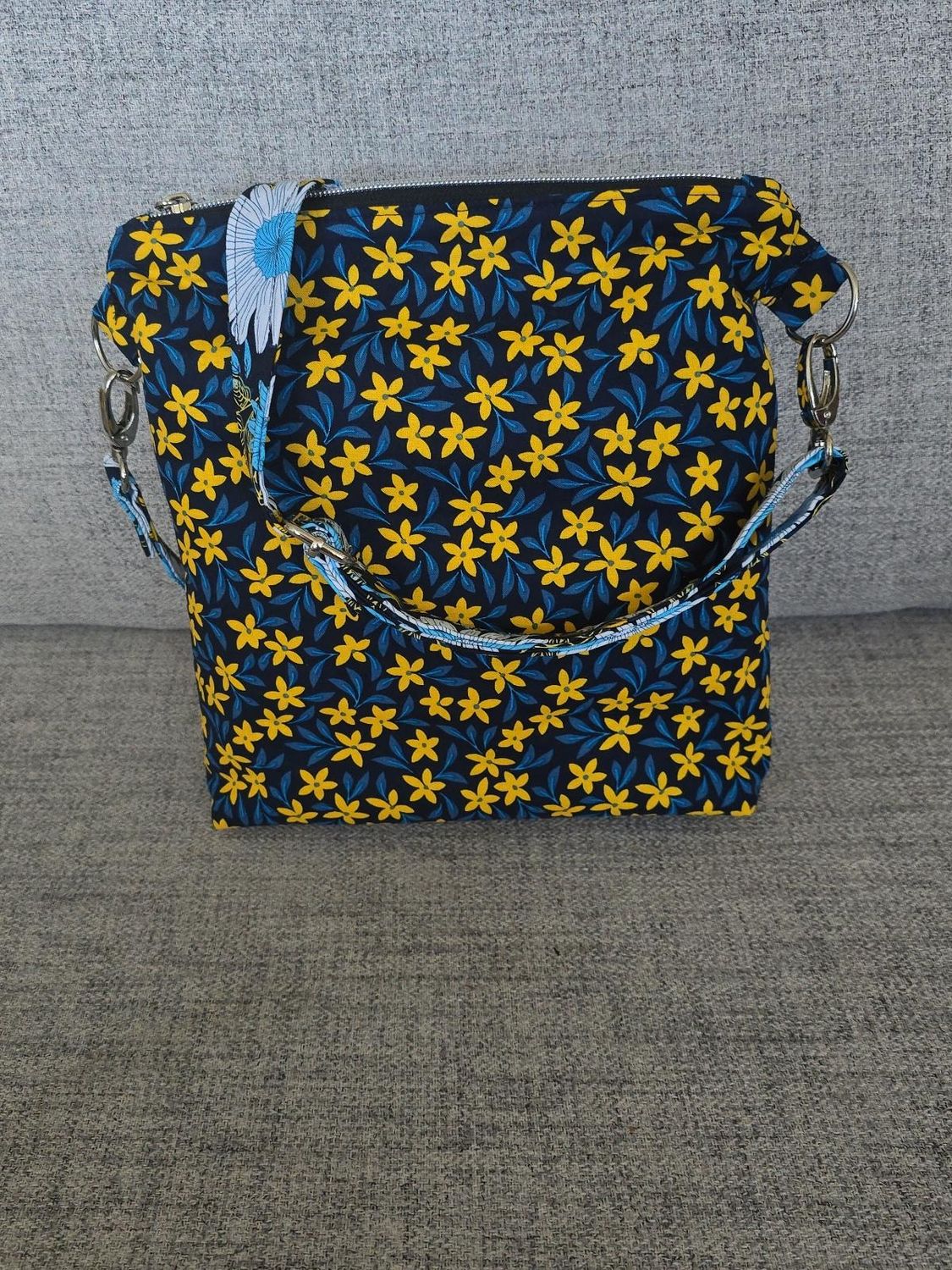 Blue and Yellow Floral Crossbody Purse