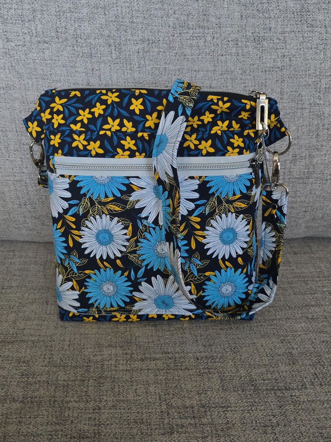 Blue and Yellow Floral Crossbody Purse