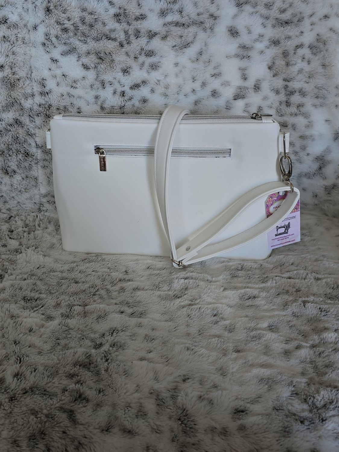 White and Silver Glitter Crossbody Purse