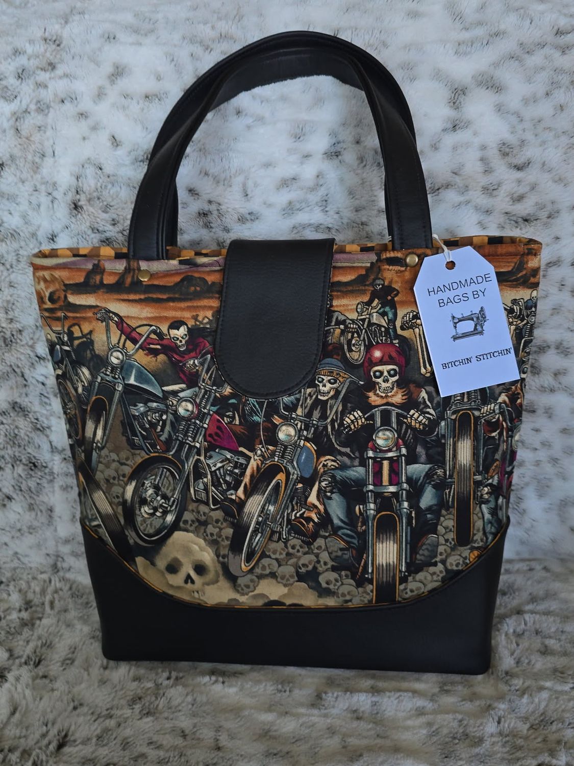 Biker Skull Motorcycle Tote