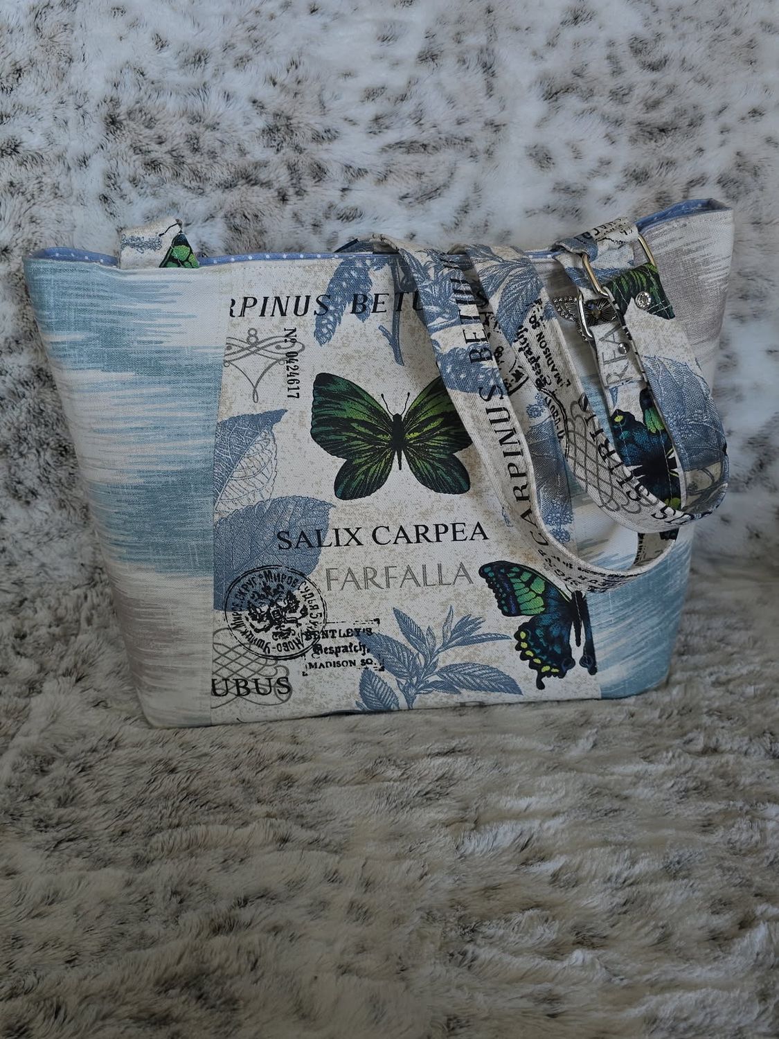 Blue Butterfly Canvas Tote