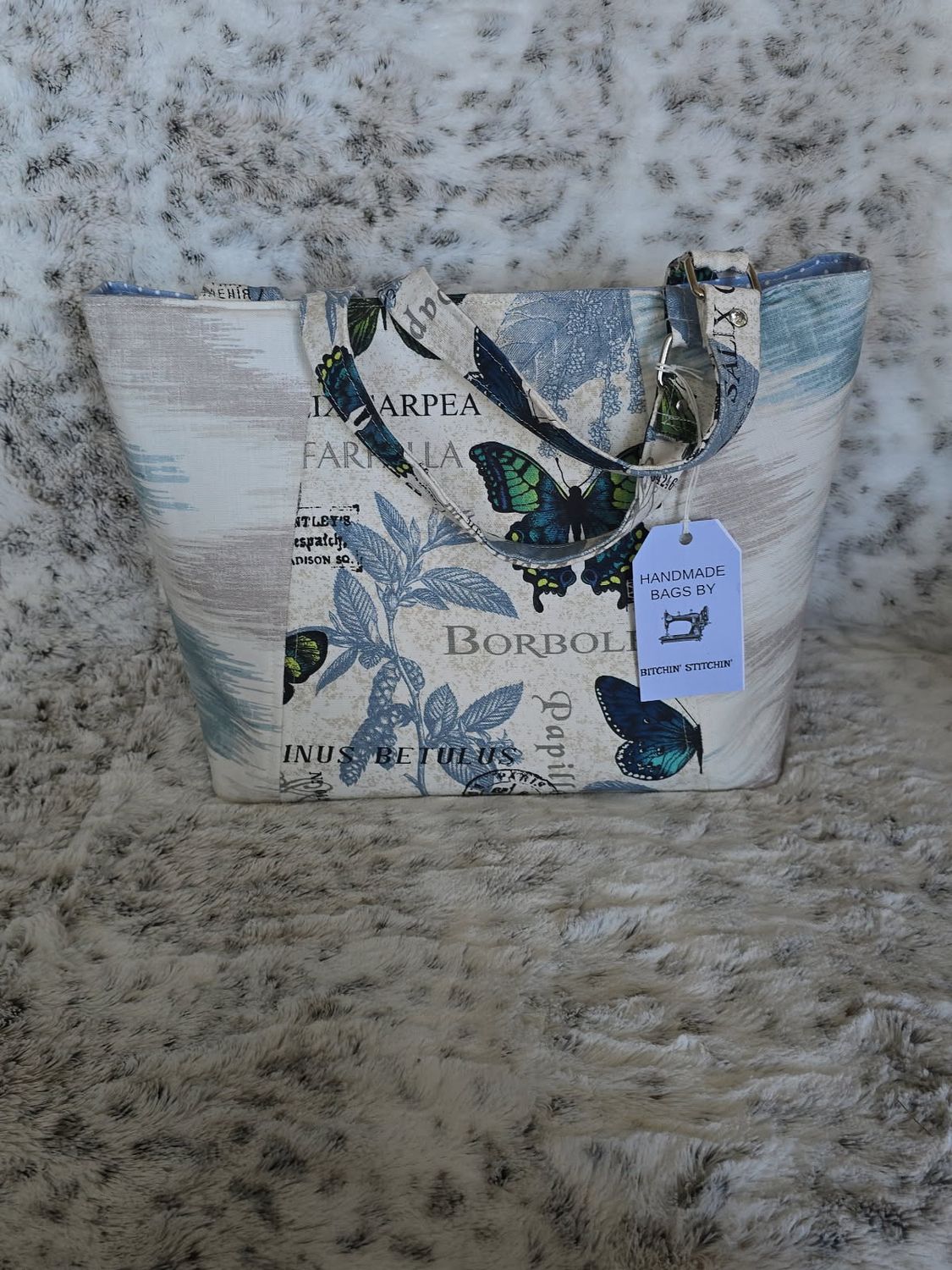 Blue Butterfly Canvas Tote