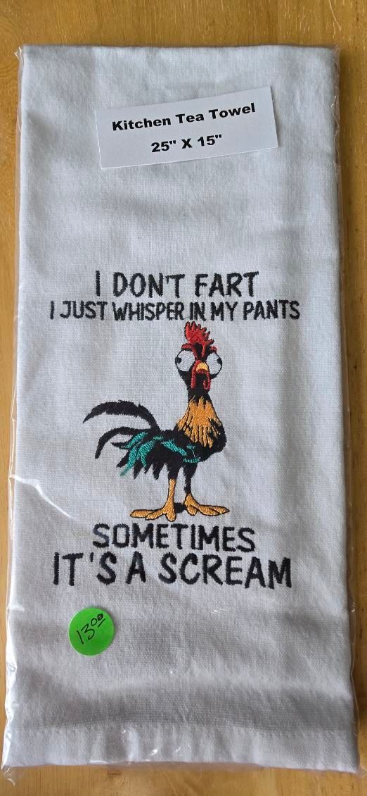 “Whisper in My Pants” Embroidered Kitchen Towel