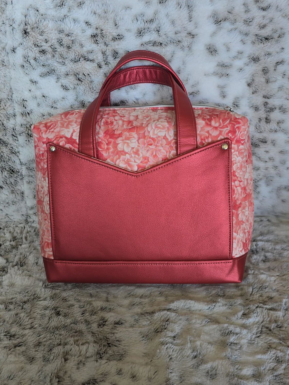 Coral Floral Bow Handbag