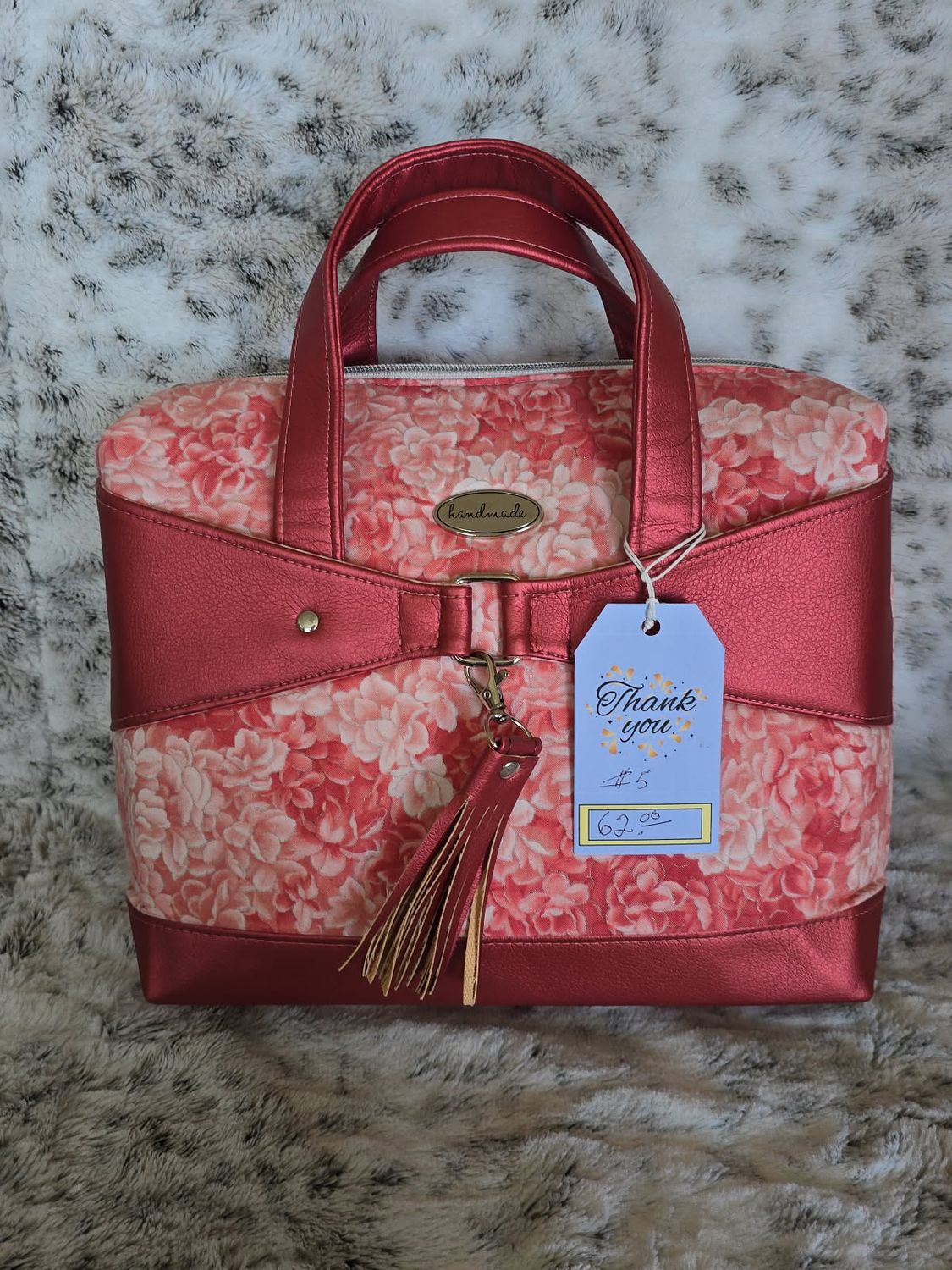 Coral Floral Bow Handbag