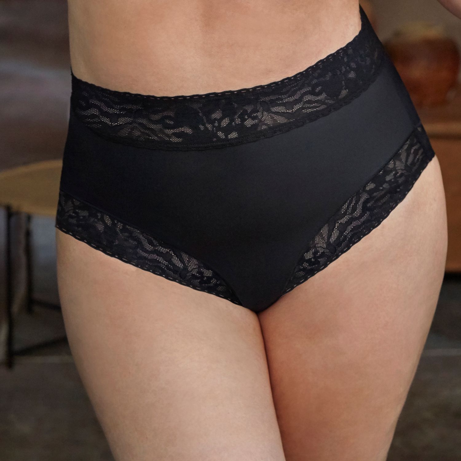 Culotte coupe taille haute - Janira - Soft Lace - JA1030318 - Noir