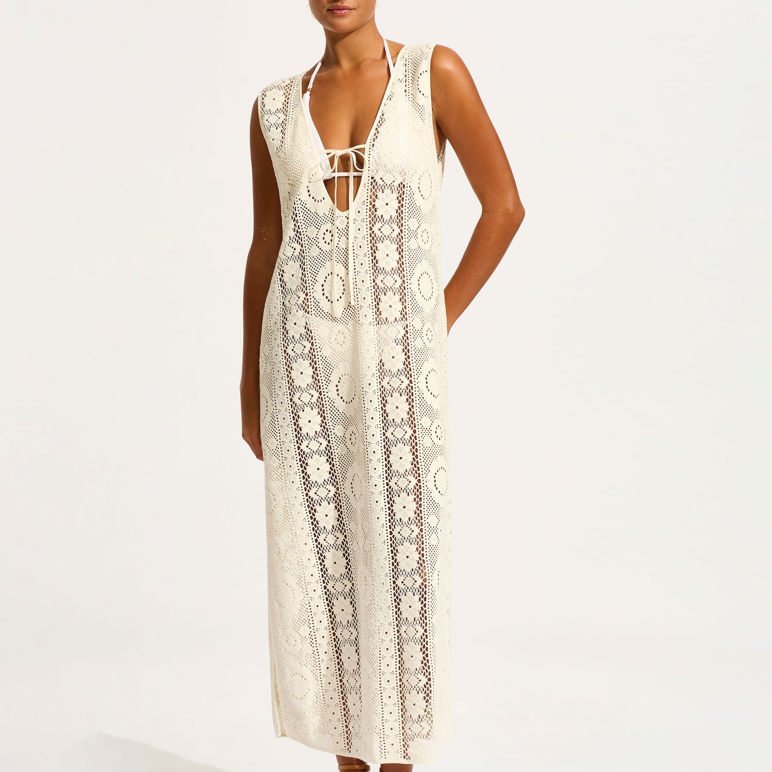 Seafolly Crochet Maxi 55302 Ecru