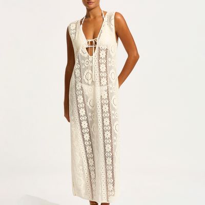 Seafolly Crochet Maxi 55302 Ecru