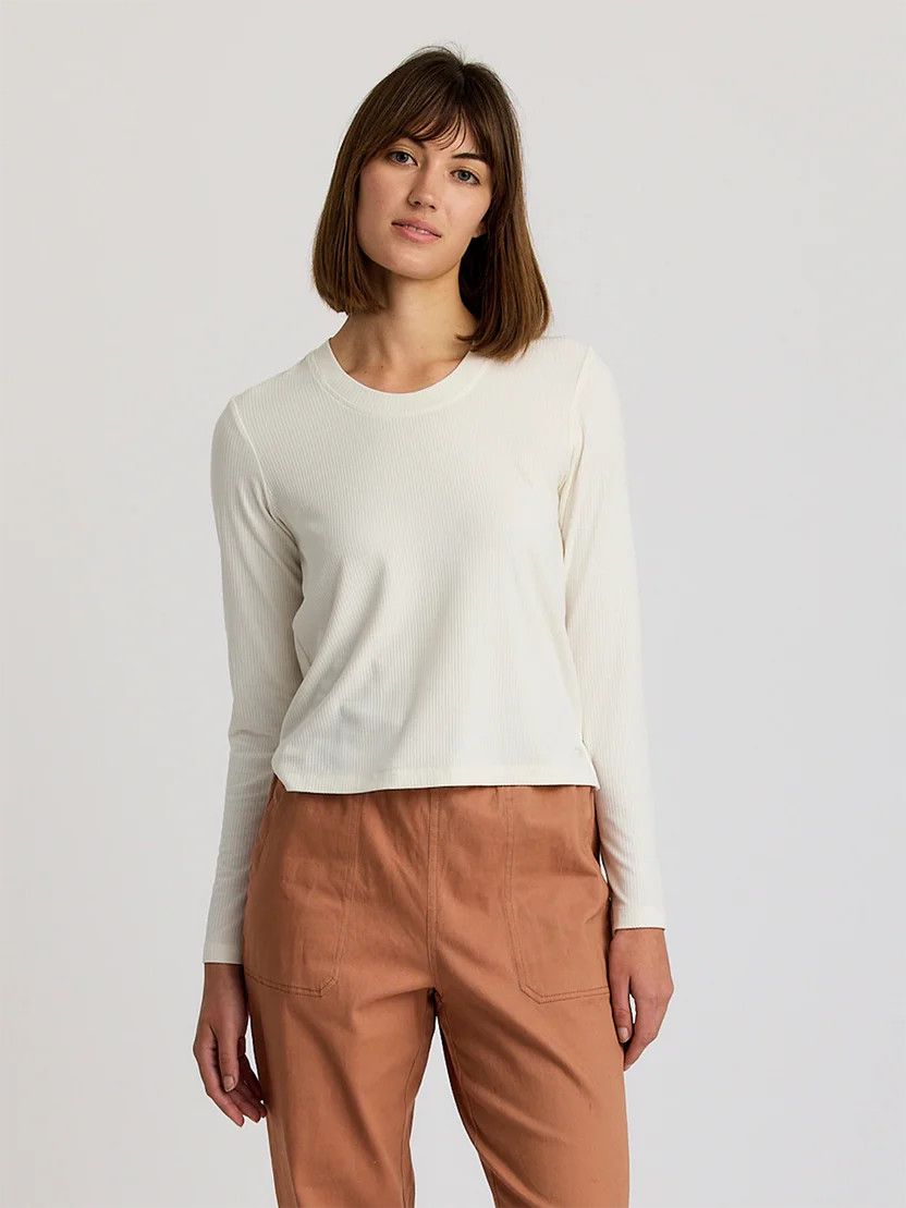 W Ribbed Bamboo Long Sleeve, Color: Sea Salt, Size: S