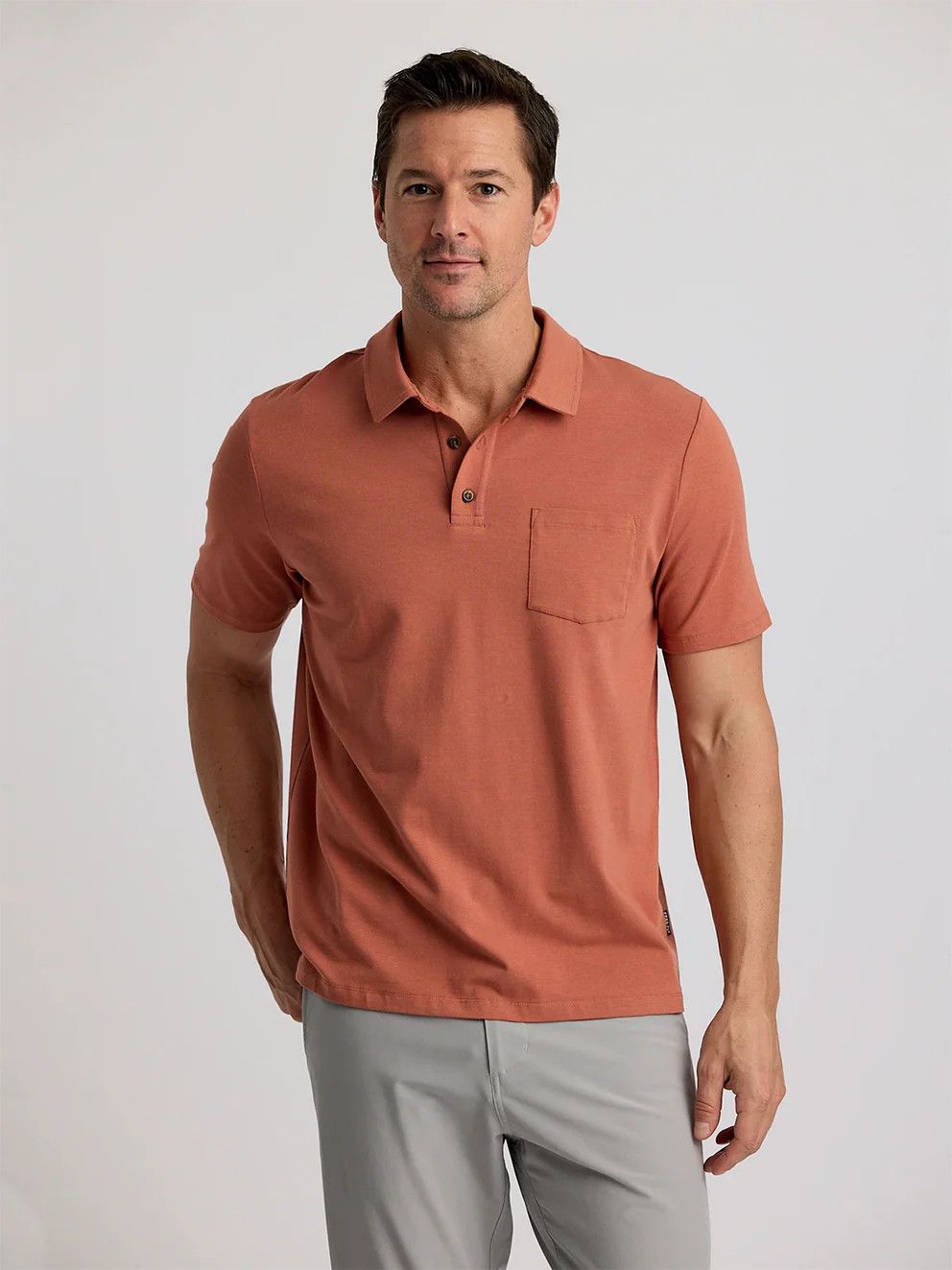 M Bamboo Current Polo, Color: Redwood, Size: M